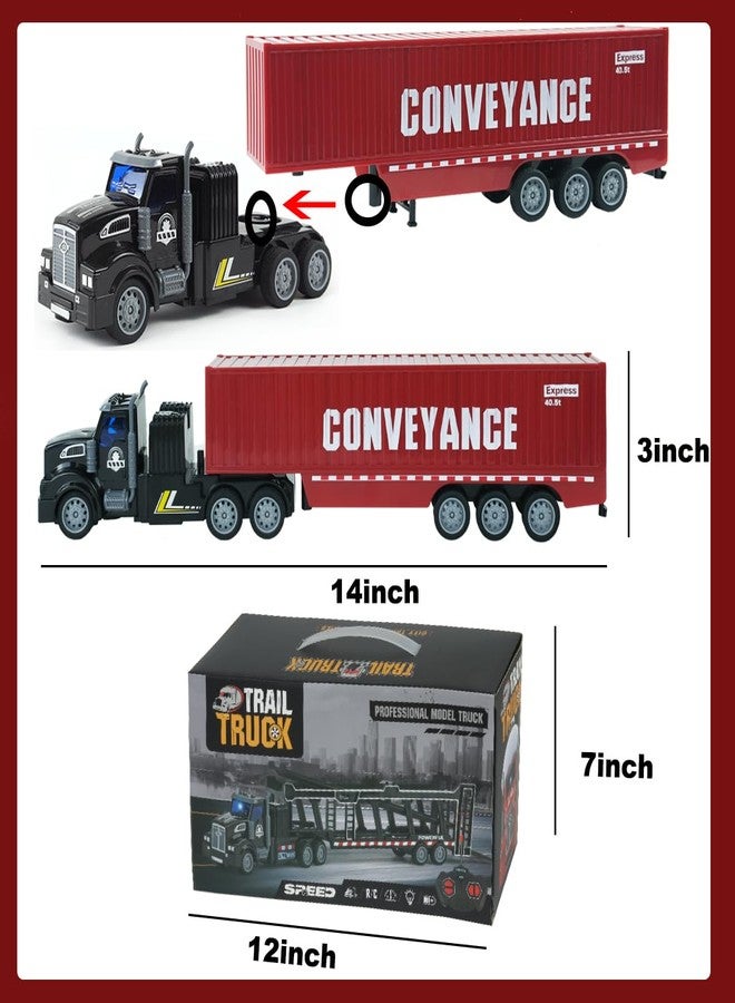 CALEST Remote Control Semi Truck with Trailer, 14" 1:48 Trailer Truck Toy, Equipped with 2 Rechargeable Batteries, Gifts Ideas for Boys Age 3-8 Year Old - Image 4